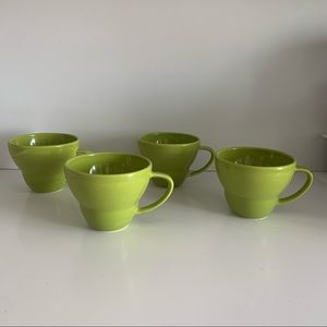 New! Crate and Barrel Ceramic  8oz Mugs. Set of 4. Chartreuse.